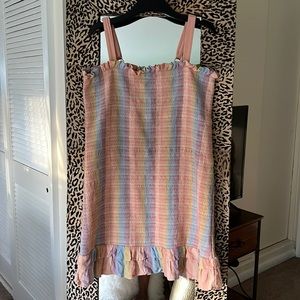 American Eagle Smocked Rainbow Ruffle Dress
